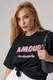 Футболка oversize з написом Amour - чорний цвет, M