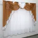 Кухонный (200х170см.) ламбрекен из тюля. Цвет белый с коричневым. Код 107к