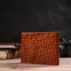 Фактурный мужской бумажник без застежки горизонтального формата из натуральной кожи с тиснением под крокодила CANPELLINI 21761 Коричневий