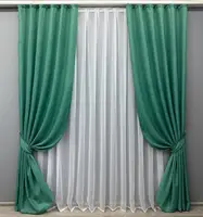 Комплект штор (2шт. 1х2,75м.) колекція "Льон Мішковина". Колір бірюзовий. Код 111ш 31-053