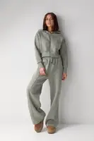 Спортивний костюм з коротким худі та штани палаццо - хакі цвет, S