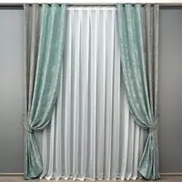 Комбіновані (2шт. 1,1х2,7м.) штори, жакард. Колір сірий з бірюзовим. Код 014дк (1292-1125ш) 10-063