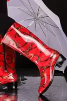 Сапоги женские красные резиновые Д752