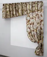 Кухонний комплект (290х170см.) шторка з ламбрекеном. Колір золотистий з коричневим. Код 097к 50-943