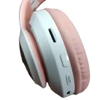 Бездротові Bluetooth навушники зі світними котячими LED вушками JST-28 micro SD, AUX Рожеві