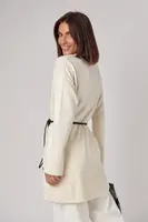 Жіноча в'язана туніка oversize із розрізами з боків - бежевий колір, ONE SIZE