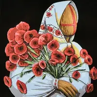 КАРТИНА ПО НОМЕРАМ НА ЧЕРНОМ ФОНЕ "МАКОВИЯ" 40Х40 СМ