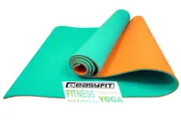Коврик для йоги и фитнеса EasyFit TPE+TC 6 мм двухслойный бирюзовый-оранжевый