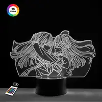 3D ночник "Мицури и Мидзу"(УВЕЛИЧЕННОЕ ИЗОБРАЖЕНИЕ)+ пульт ДУ + сетевой адаптер + батарейки (3ААА)  3DTOYSLAMP