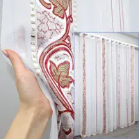Тюль (3х2,5м.) с креп-шифона. Цвет белый с бордовым. Код 1362т 42-0088