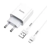 СЗУ зарядний пристрій HOCO C81A 1USB/2.1A з кабелем для заряджання USB - MicroUSB Білий