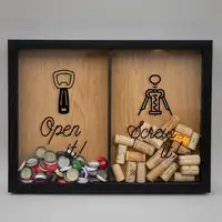 Подвійна рамка копілка "Open it, screw it" для корків, Чорний-коричневий, англійська
