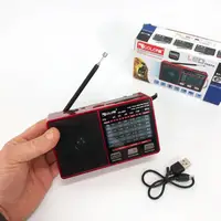 Радио GOLON RX-8866 цифровой портативный радиоприемник с фонарем функцией PowerBank. Цвет: красный
