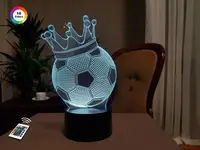 3D нічник "Футбольний м'яч з короною" (ВОЛІЧНЕ ЗОБРАЖЕННЯ)+ пульт ДК + мережевий адаптер + батарейки (3ААА)