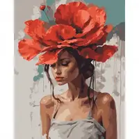 Картина по номерам Santi Девушка с красным цветком 955744 40х50 см