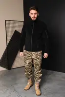 Кофта флісова чоловіча військова тактична з липучками під шеврони Піксель 8704 48 розмір чорна