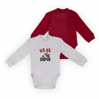 Дитячий комплект-боді для малюків GABBI BD-24- 6 (2 шт.) Бордовий/сірий р.92 (13931)