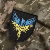 Шеврон на липучці Птах Фенікс Прапор України 8х9,5 см вишитий патч нашивка