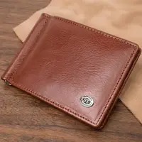 Зручний затискач для грошей із натуральної гладкої шкіри ST Leather 19427 Коричневий