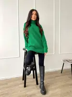 В'язана сукня-туніка AO127 Зелений Oversize S-L