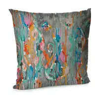 Подушка диванная с бархата Разноцветный этно узор 45x45 см (45BP_JOY008)
