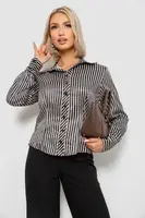 Рубашка классическая в полоску, цвет черно-молочный, 230R66-2
