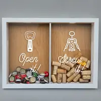 Подвійна рамка копілка "Open it, screw it" для корків, Білий-коричневий, англійська