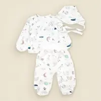 Комплект з футеру сорочка повзуни та чепчик Moon Bunny
