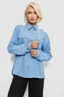 Рубашка женская однотонная, цвет джинс, 230R301