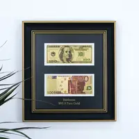 Панно-підбірка золотих банкнот USA та EUR 31*33 см – стильний сувенір для цінителів валюти Гранд Презент ГП60536(601818)