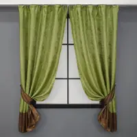Комплект (2шт. 1,1х1,7м.) коротких штор з жакарду. Колір оливковий з венге. Код 033дк 12-0050