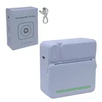 Термопринтер черно-белый цвет печати, Bluetooth, проволока type-C, 1 рулон термобумаги (бело-бирюзовый)