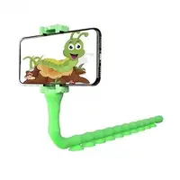 Гибкий держатель для телефона с универсальными присосками Cute Worm Lazy Holder. Цвет: зеленый