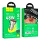 Адаптер автомобильный HOCO Type-C to Type-C cable Leader dual-port car charger with digital display set Z50 |1USB/1Type-C, 48W/3A, PD/QC|