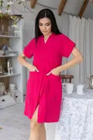 Муслиновый халат домашний Х1806 Малиновый