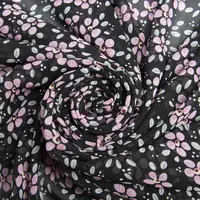 Ткань плательная шифон Маричка черный/сирень