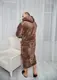 Халат Мужской махровый с капюшоном теплый 4002 коричневый молочный
