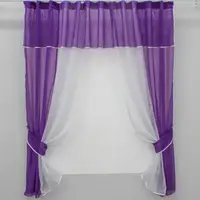 Кухонные шторы (280х170см.) с ламбрекеном, на карниз 1-1,5м. Цвет фиолетовый с белым. Код 090к 50-760