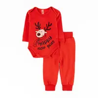 Комплект детский теплый с начесом с оленями Rudolf
