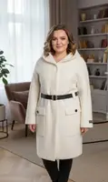 Пальто жіноче альпака молочного кольору код П1019