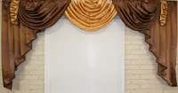 Ламбрекен из атласа 2.5 метра №49 Коричневый с золотистым