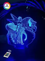 3D ночник "Эльф и Единорог" (УВЕЛИЧЕННОЕ ИЗОБРАЖЕНИЕ) +пульт ДУ +сетевой адаптер +батарейки (3ААА)  3DTOYSLAMP