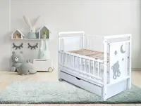 Кровать детская Dominanta Медвежонок белая с ящиком и маятником