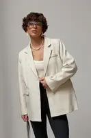 Класичний жакет із розрізом на спині - бежевий цвет, M