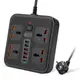 Сетевой фильтр BKL-666 1 QC3.0 + 1 PD20W+ 5 USB,100-250V, 10А,4 розетки, черный
