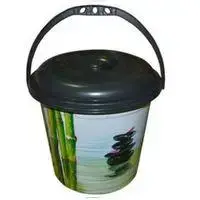 Відро з кришкою, з деколь бамбук, 18л, 37,5х34см Elif plastik 359-4LF