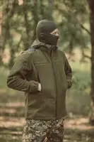Флисовая кофта с капюшоном хаки