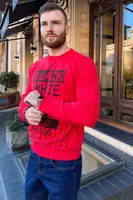 Мужской батник красного цвета с принтом 167R301-1