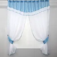 Кухонный комплект, (270х170см.) шторки с ламбрекеном и подхватами. Цвет белый с голубым. Код 084к 59-530