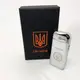 Дуговая электроимпульсная зажигалка USB Герб Украины (индикатор заряда, фонарик) HL-442. Цвет: серебро